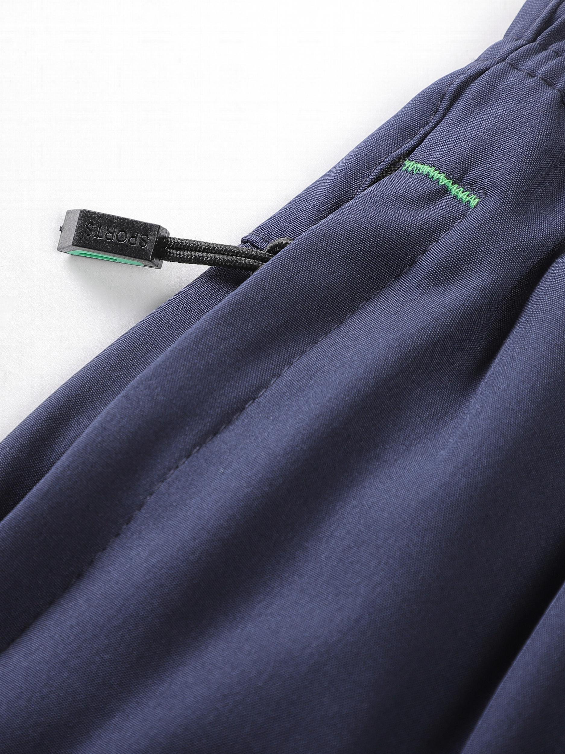 Men's Cropped Pants w/ Zipper Pocket & Elastic Waist Drawstring