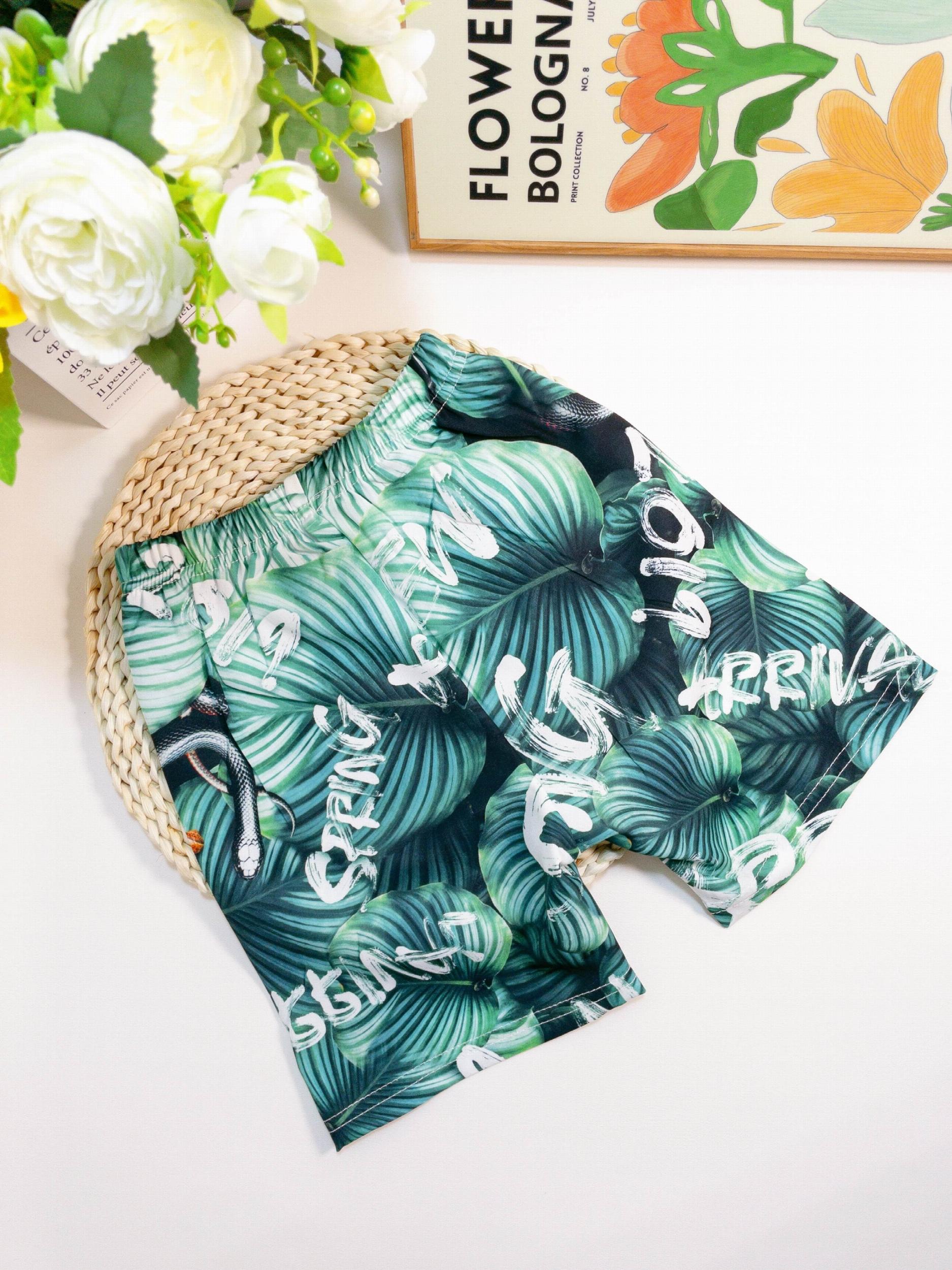 Boys Tropical Leaves Flower Shorts Swim Trunks