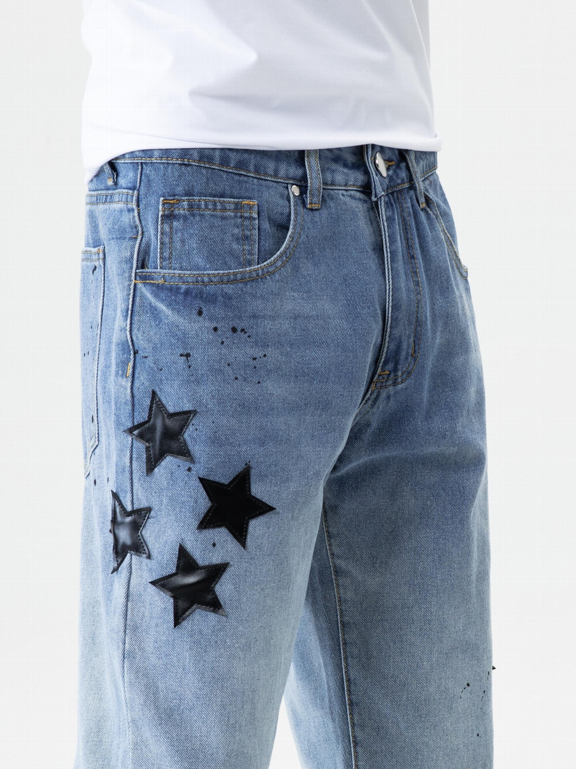 Loose Fit Distressed Denim Jeans Men's Casual Street Style