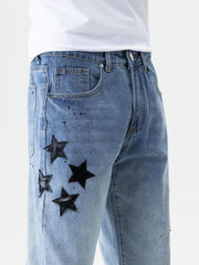 Loose Fit Distressed Denim Jeans Men's Casual Street Style
