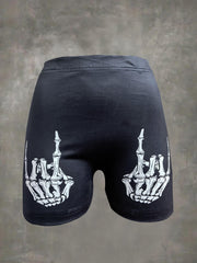 Gothic Skull Skeleton Hand Cross Print Women's Shorts 3-Pack