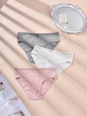 3-Pack Plus Size Striped Bow Knot High Stretch Panties