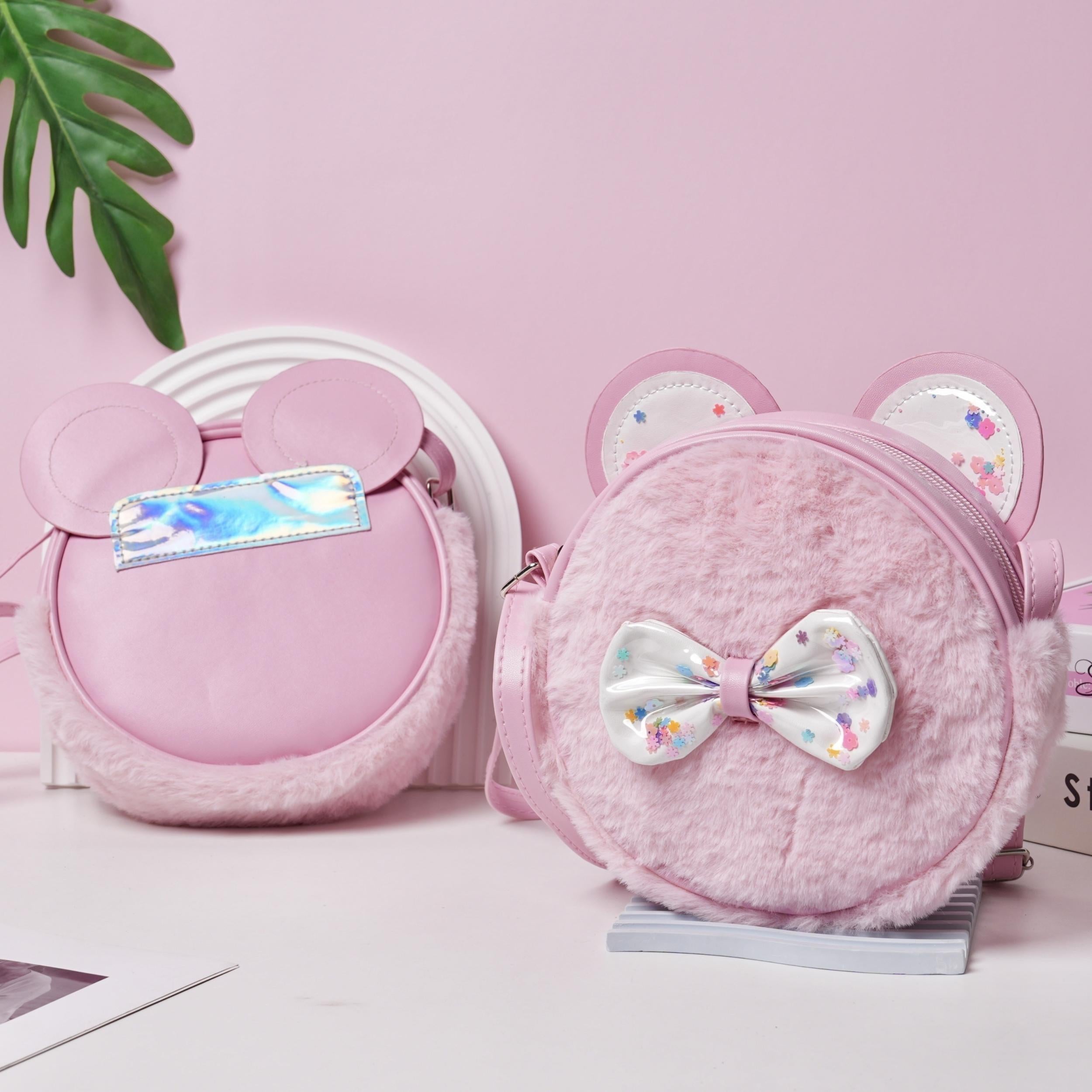Cartoon Cat Plush Crossbody Bag for Girls