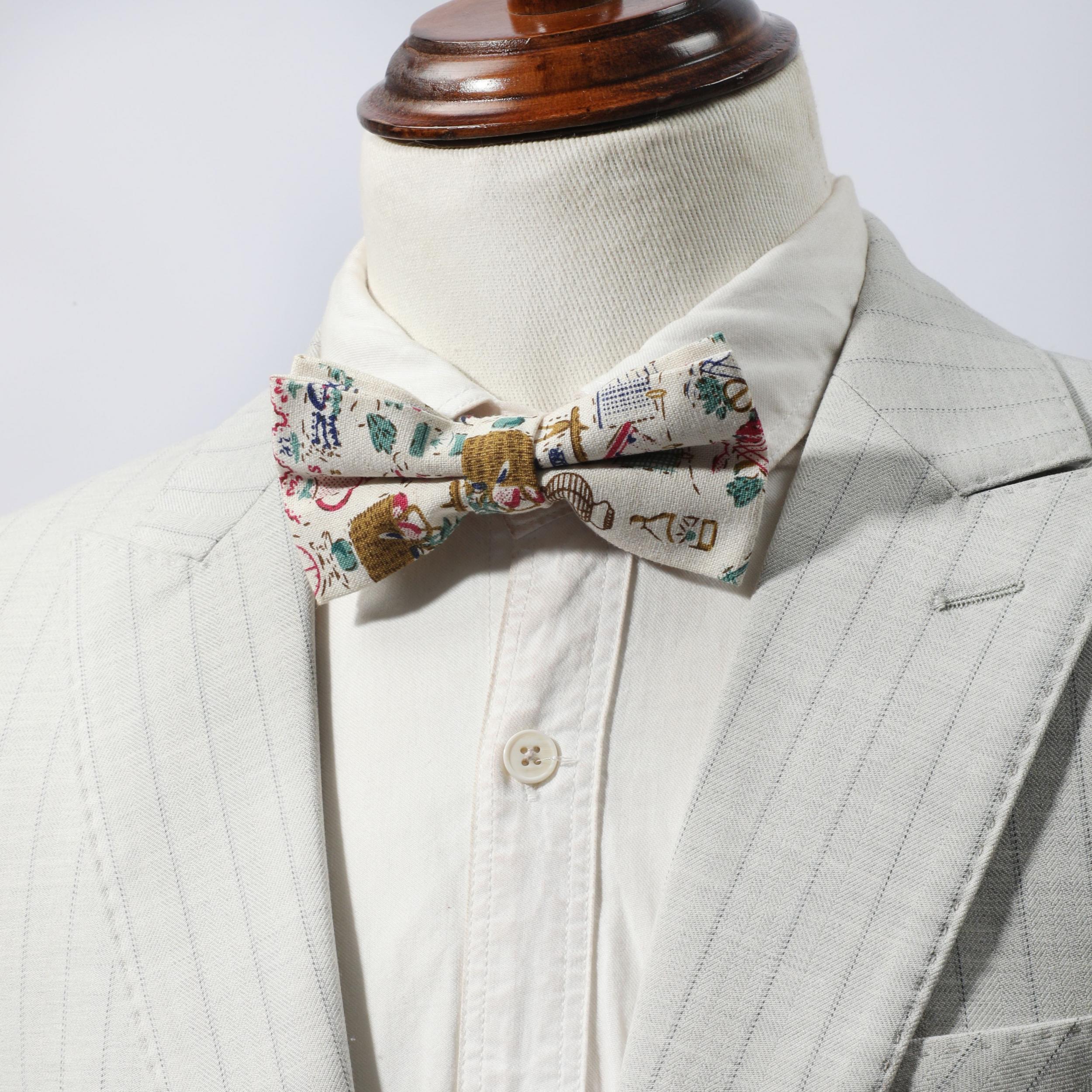 Men's Cartoon Pattern Necktie Bow Tie Set For Wedding Party Wear
