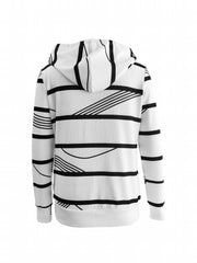 Stripe Print Drawstring Hoodie Button Front Long Sleeve Hoodies