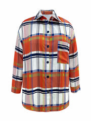 Casual Plaid Print Long Sleeve Button Up Shacket