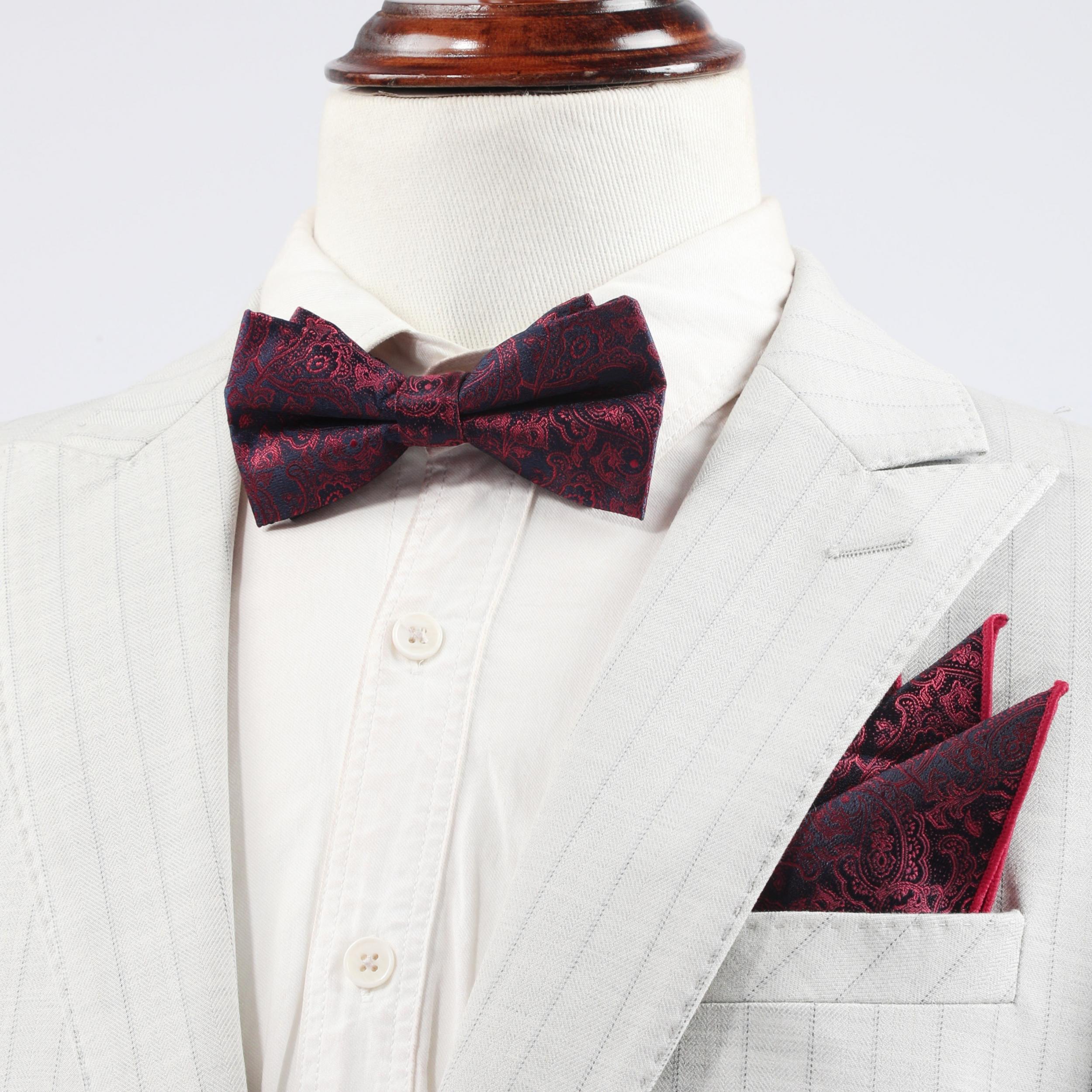 Cashew Pattern Bow Tie & Necktie Set for Men