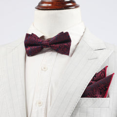 Cashew Pattern Bow Tie & Necktie Set for Men