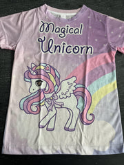 Girl's Rainbow & Pony T Shirt Short Sleeve Tee for Summer Fun