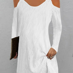 Cold Shoulder Long Sleeve V Neck Dress