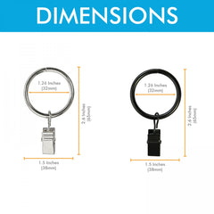 12pcs Metal Curtain Rings With Clip Decorative Curtain Ring