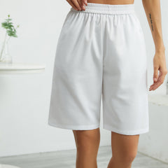 Wide Leg Elastic Waist Shorts Solid Color Casual Summer Shorts