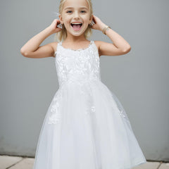 Girls' Lace Suspender Mesh Tutu Dress