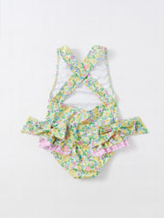 Floral Pattern Girl's Swimsuit Tankini for Beach Vacation