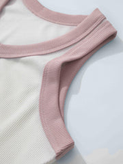 Women's Sports Tank Top Contrast Binding Casual Sleeveless Top