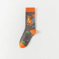 Dino Print Mid Tube Socks Women's Stockings
