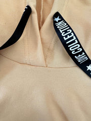 Solid Long Sleeve Hoodie Sweatshirt Dress With Kangaroo Pockets