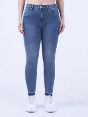 Women's Plus Washed Button Fly High Stretch Jeans