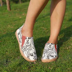 Women's Figure Printed Slip On Low Flat Canvas Shoes