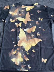 Golden Butterfly Graphic T shirt Girls 3D Digital Print Short Sleeve Tee Summer