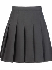 Girls High Waist Pleated Skirt Plain Varsity Style Kid Girls Versatile Skirt