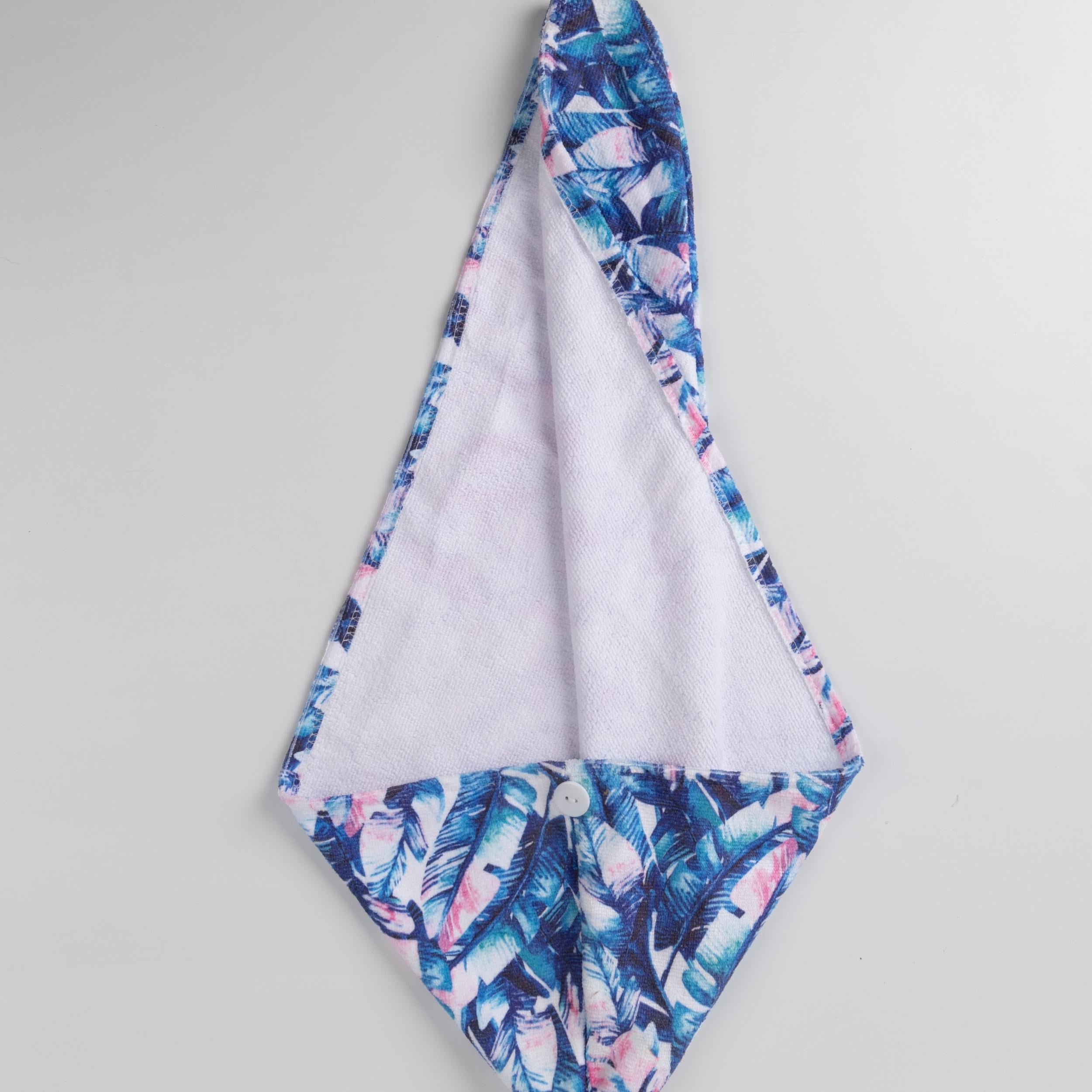 Tropical Patterned Microfiber Hair Towel & Shower Cap Set
