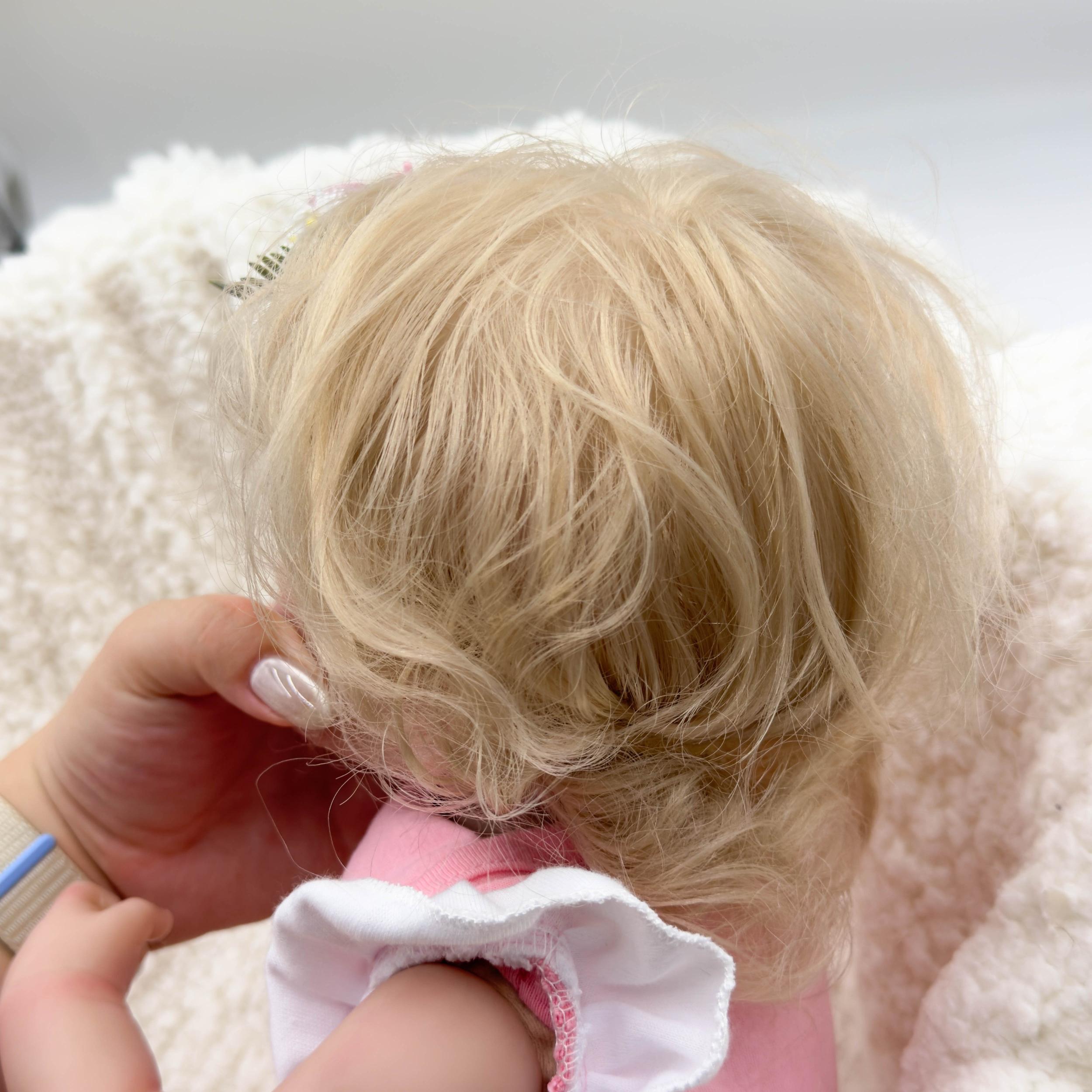 18in Reborn Baby Doll Full Body Newborn Pink Layers 3D Skin Hand Root Hair Toy