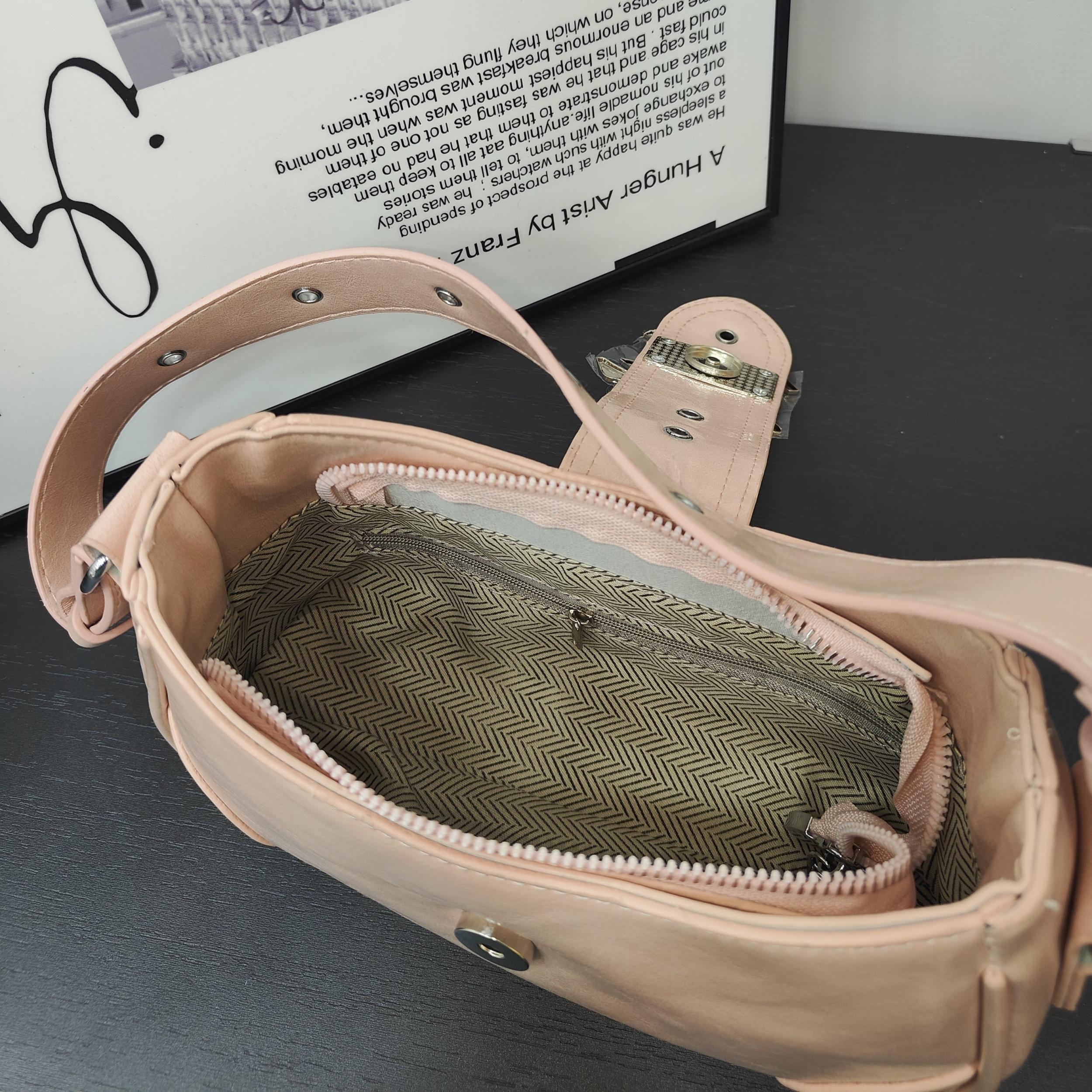 Vintage Eyelet Buckle Baguette Bag for Women Y2K Underarm Purse