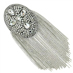 Golden Rhinestone Tassel Epaulettes Sparkling Glamour Shoulder Patches
