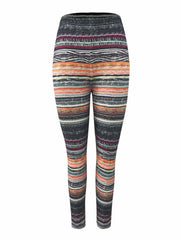 Striped High Waist Skinny Leggings Women's Clothing
