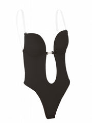 Sheer Straps Shaping Bodysuit Tummy Control Slimmer Slip Body Shaper