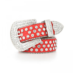 Y2K Rhinestone Decor PU Belt Sparkly Punk Cowboy Cowgirl Belt