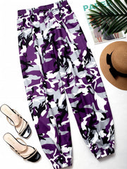 Camouflage Print Elastic Waist Jogger Pants for Women