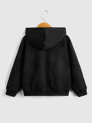 Boys Basketball Player Letter Print Hooded Sweatshirt