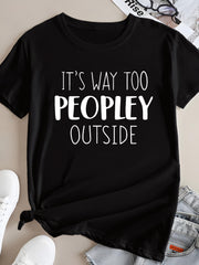 Letter Print Lounge Tops Crew Neck Women's Loungewear