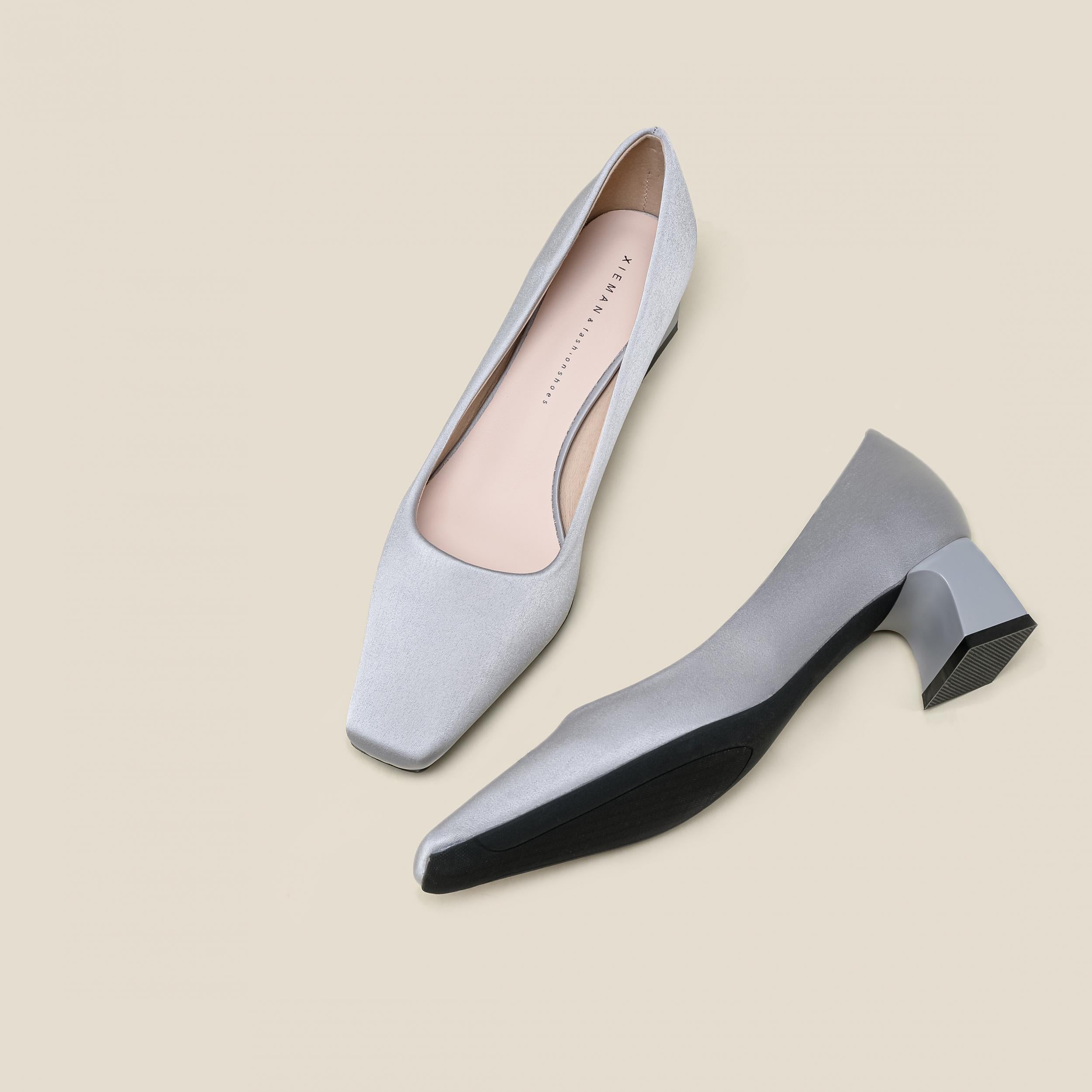 Women's Square Toe Chunky Heel Slip-On Pumps - Casual Shoes