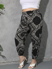 Paisley & Scarf Print High Rise Paperbag Waist Carrot Pants