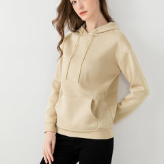 Solid Drawstring Long Sleeve Hoodie with Kangaroo Pocket