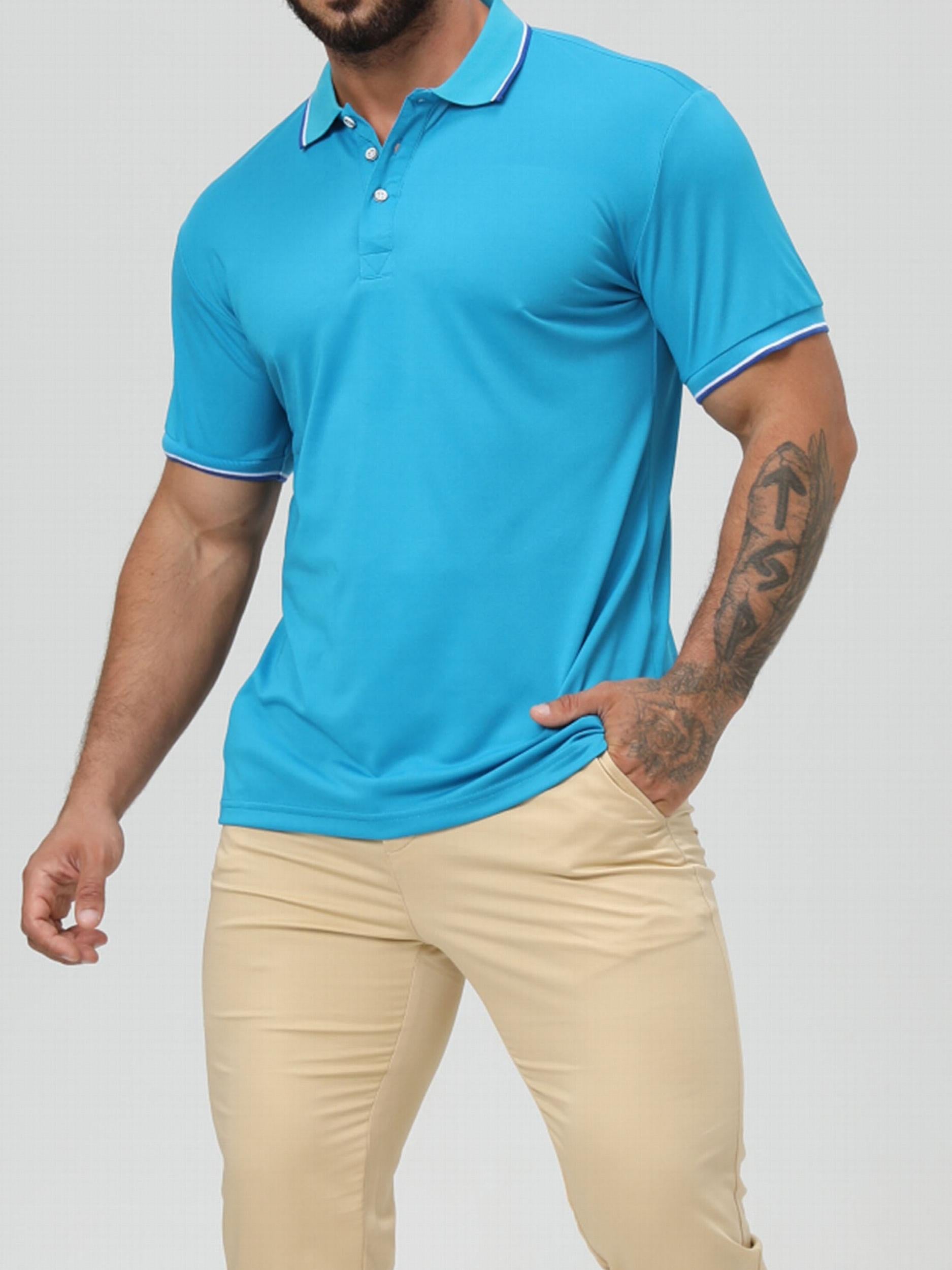 Men's Contrast Binding Short Sleeve Lapel Golf Shirt