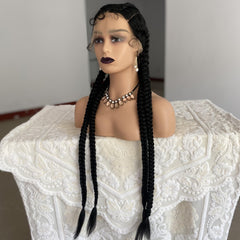 Synthetic Lace Front Wig Braided Wigs With Baby Hair Natural Blonde