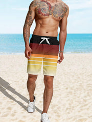 Hawaii Men's Block Beach Shorts Quick-drying Drawstring Sports Seaside Shorts