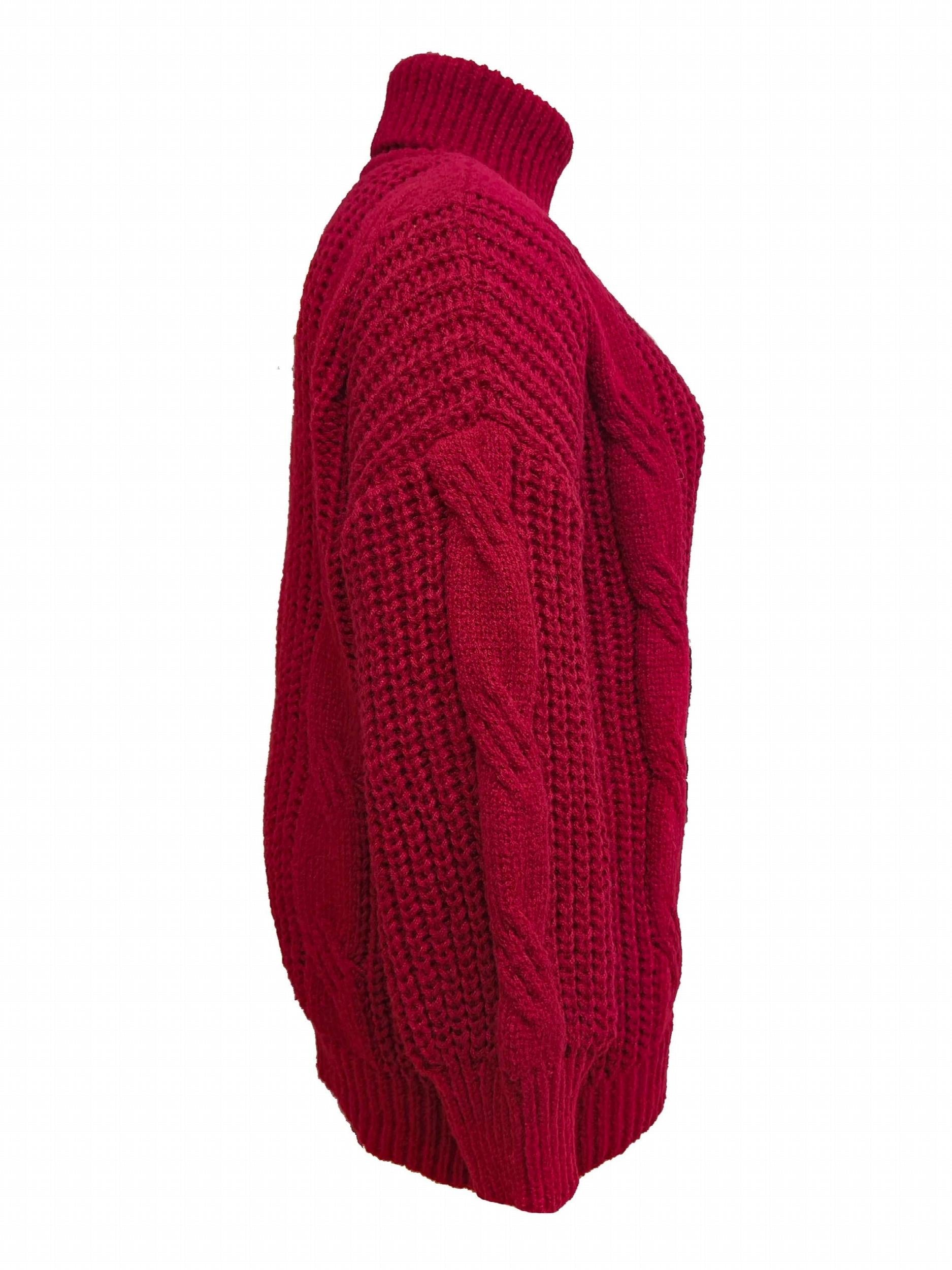 Solid Cable Lantern Sleeve Turtle Neck Sweater