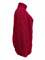Solid Cable Lantern Sleeve Turtle Neck Sweater