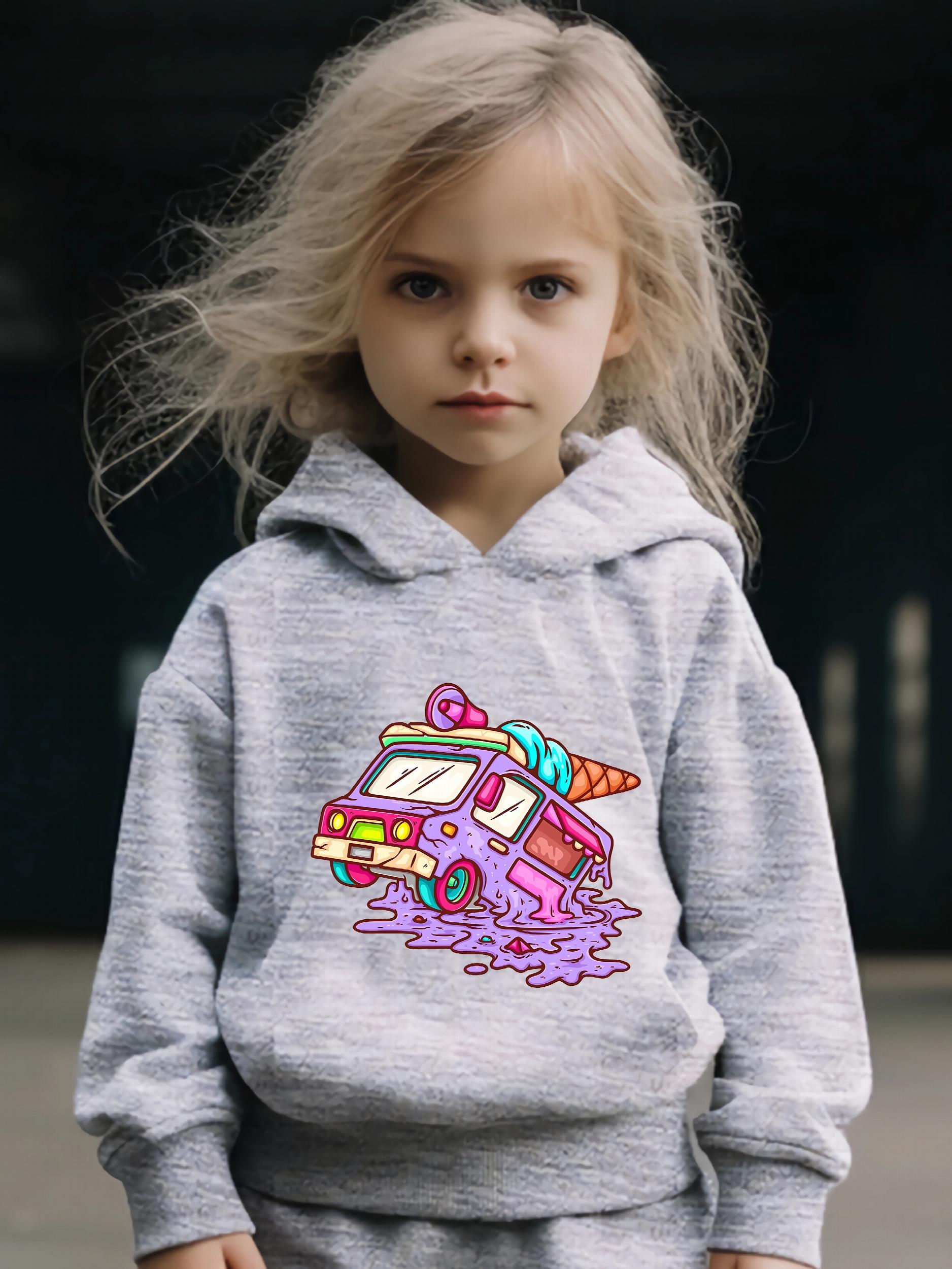 Melting Ice Cream Car Hoodie Pants Set Spring Fall Sports Girls