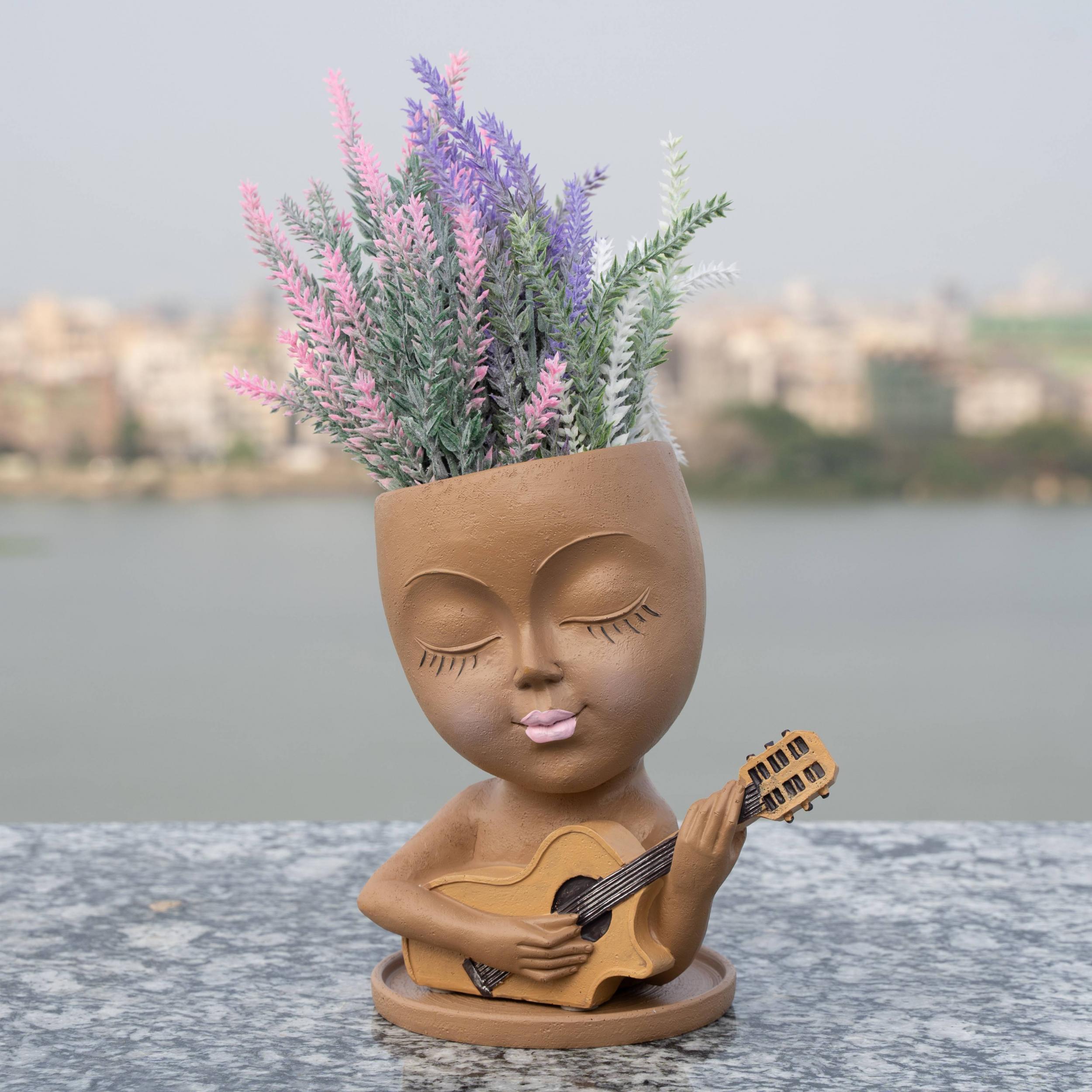 Resin Guitar Vase Kids Room Office Living Decor