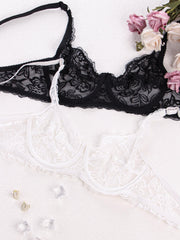 2pcs Lace Unlined Bras Sheer Mesh Bra Women's Lingerie