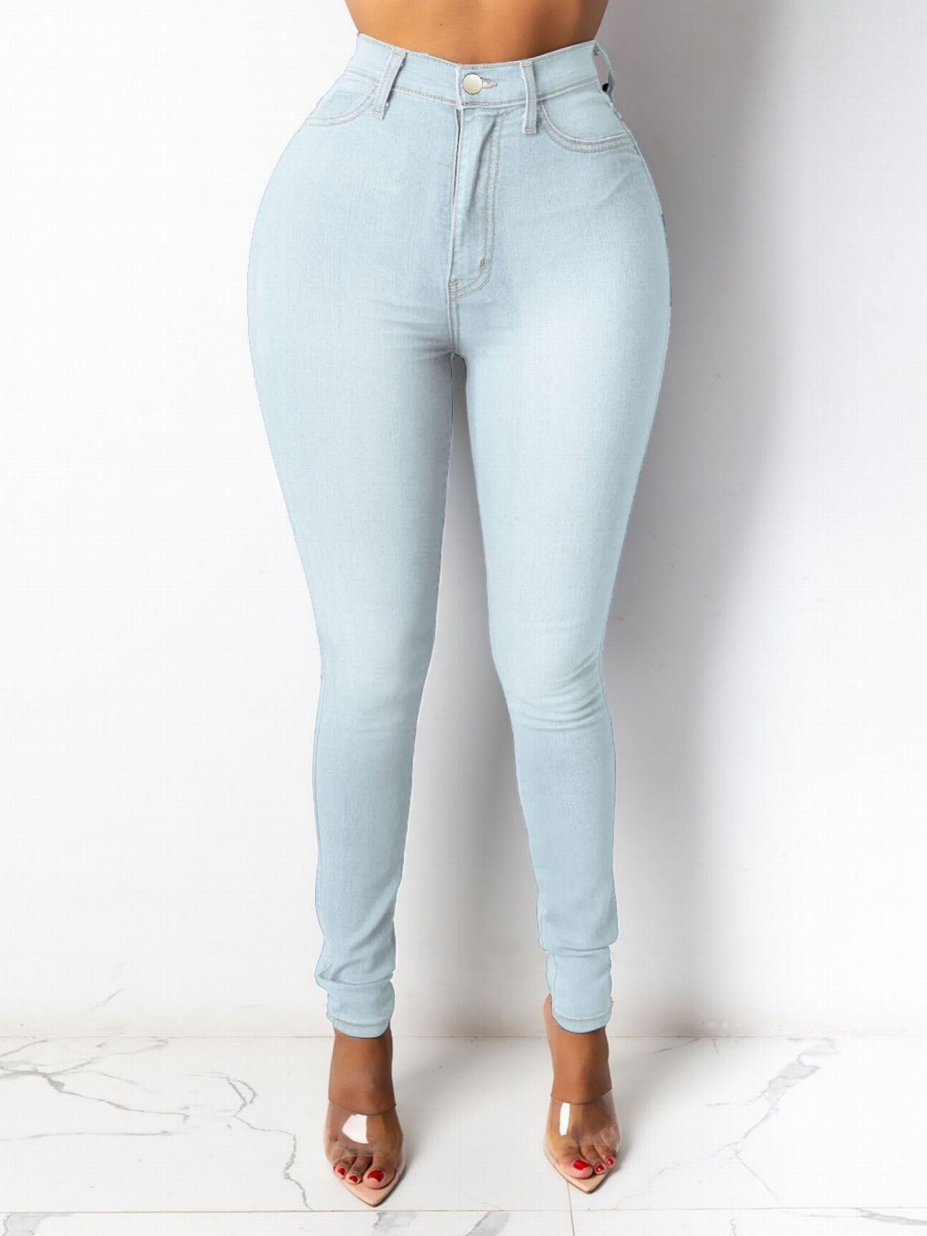 Skinny Jeans Button Fly High Rise Stretch
