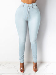 Skinny Jeans Button Fly High Rise Stretch
