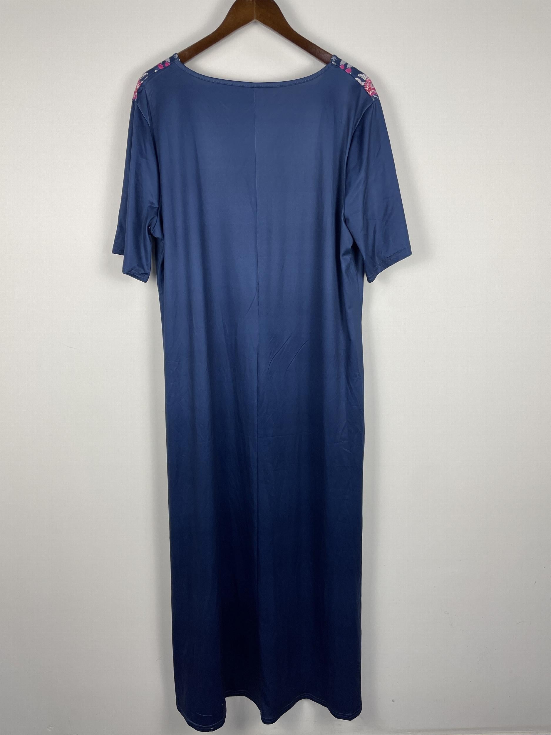 Boho Dress Women's Plus Floral Print V Neck Maxi Dress