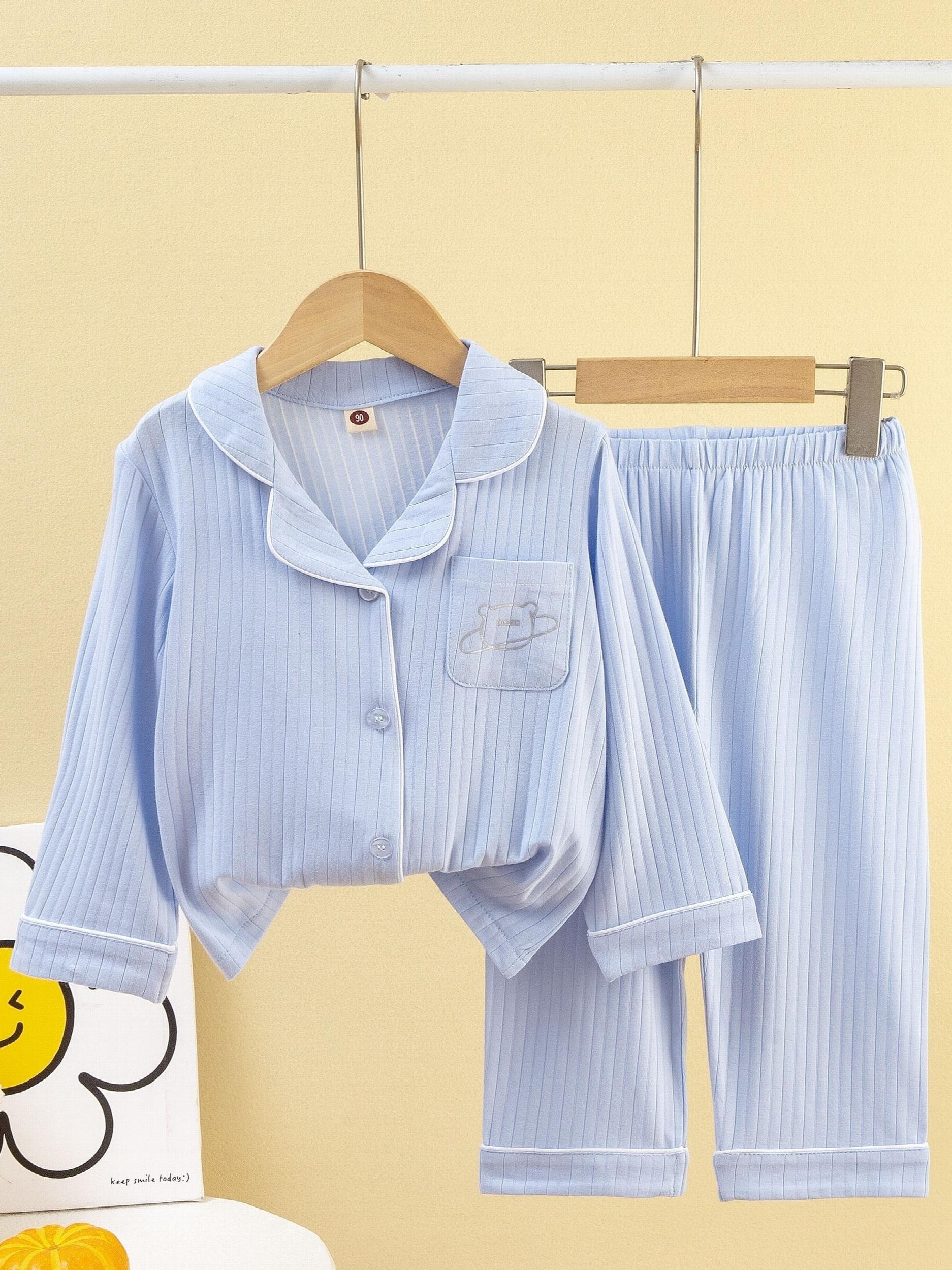 2pcs Boys Comfy Pajamas Set Shirts And Trousers Kids Clothes